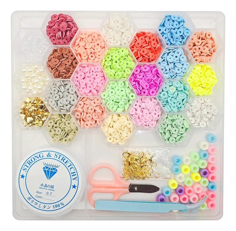 SET COMPLETO DE MOSTACILLAS PLANAS Y ACCESORIOS PARA PULSERAS CREATIVAS - 1