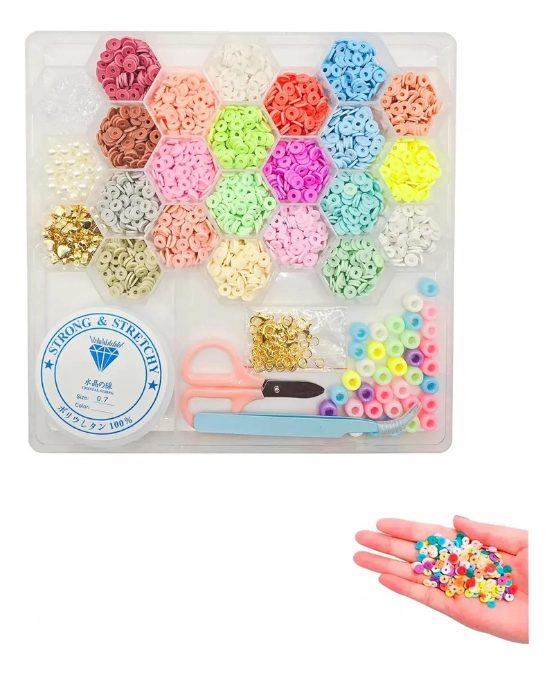 SET COMPLETO DE MOSTACILLAS PLANAS Y ACCESORIOS PARA PULSERAS CREATIVAS - 2