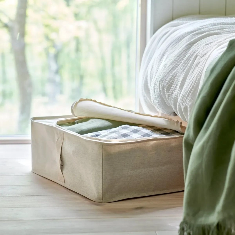 ORGANIZADOR PARA ROPA TEXTIL COLOR BEIGE CON ASAS 43X53X19 CM - 4