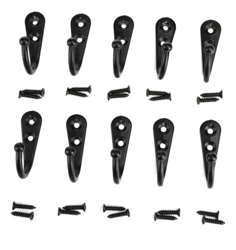 SET DE 10 GANCHOS METALICOS RUSTICOS PARA COLGAR ROPA Y ACCESORIOS - 1