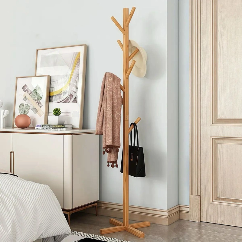 PERCHERO DE PIE DE MADERA CON DISEÑO MODERNO Y DIMENSIONES 158X38 CM - 2