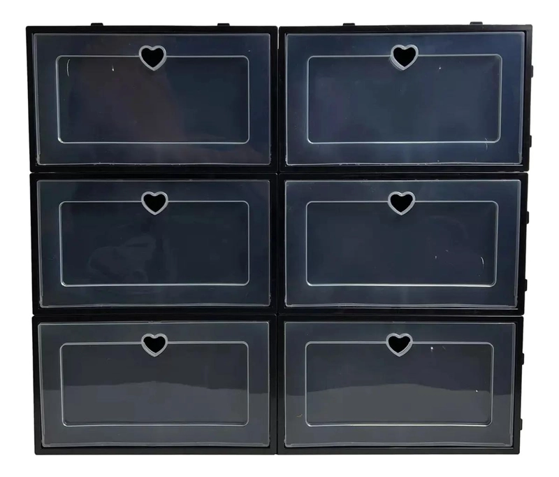 SET DE 6 CAJAS ORGANIZADORAS PARA ZAPATOS COLOR NEGRO - 1