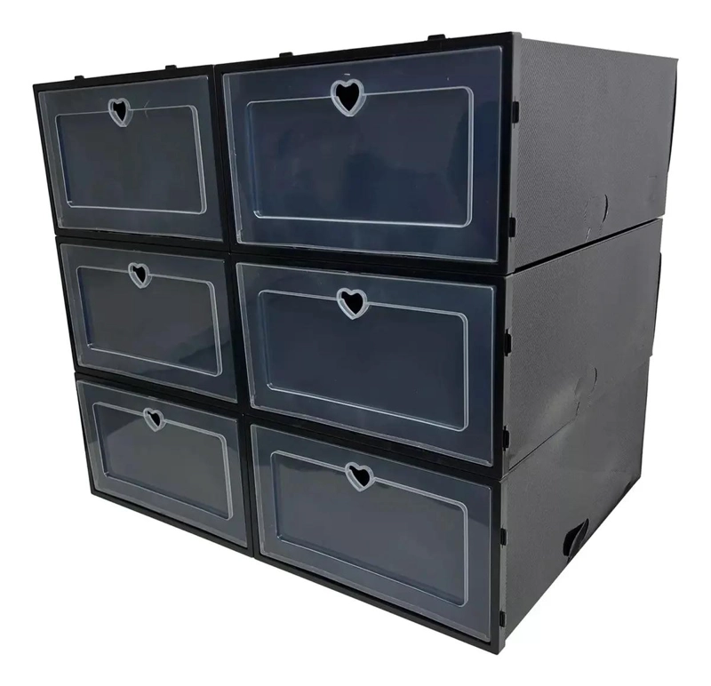 SET DE 6 CAJAS ORGANIZADORAS PARA ZAPATOS COLOR NEGRO - 2