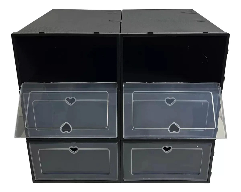 SET DE 6 CAJAS ORGANIZADORAS PARA ZAPATOS COLOR NEGRO - 4