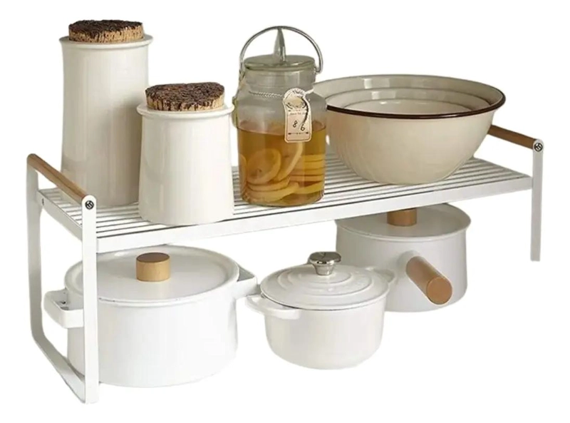 ESTANTE REPISA ORGANIZADOR MULTIUSO PARA COCINA ACERO Y MADERA 54 CM - 1