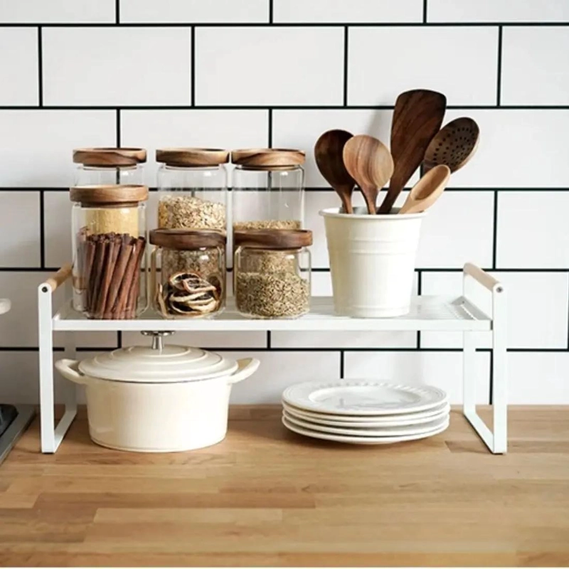 ESTANTE REPISA ORGANIZADOR MULTIUSO PARA COCINA ACERO Y MADERA 54 CM - 2