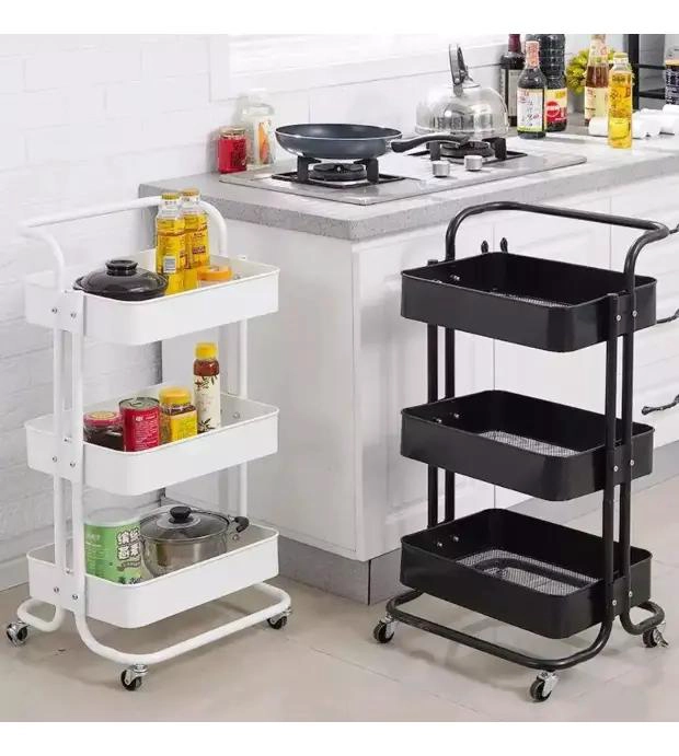 CARRITO ORGANIZADOR DE COCINA CON RUEDAS Y TRES NIVELES METALICOS - 2