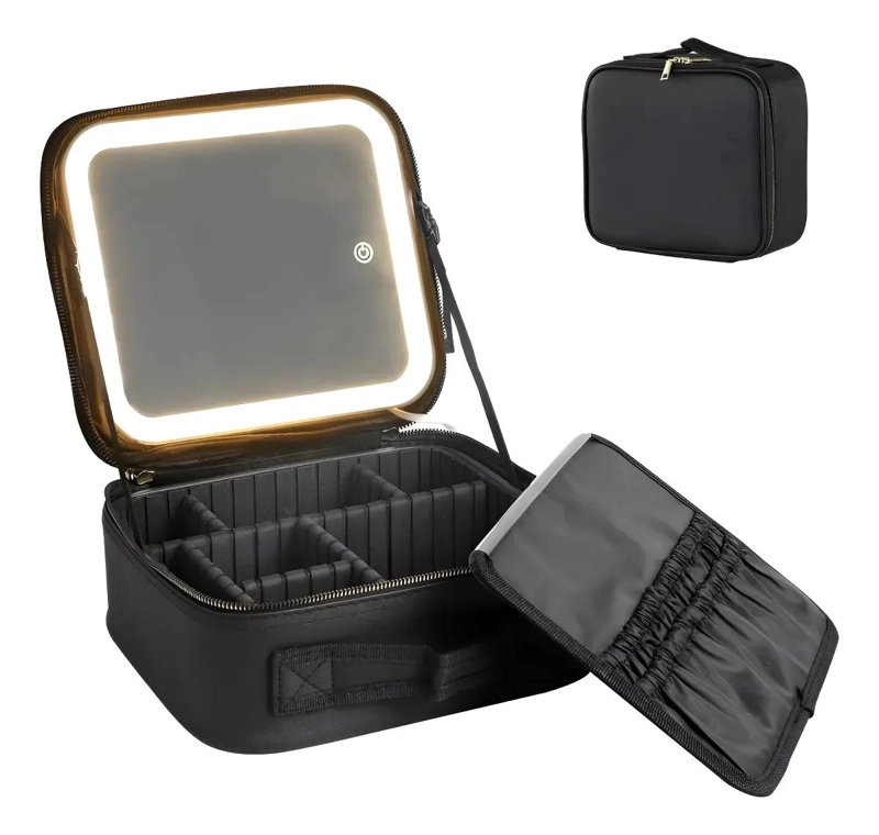 ESTUCHE PORTACOSME TICOS PARA MAQUILLAJE CON ESPEJO Y LUZ LED INTEGRADA - 1