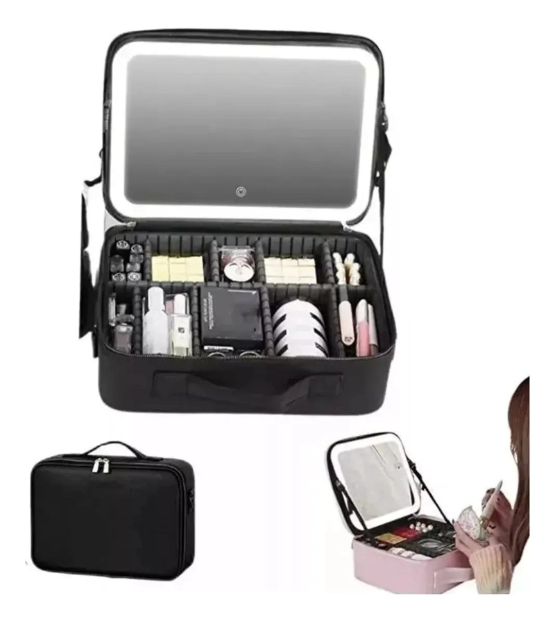ESTUCHE PORTACOSME TICOS PARA MAQUILLAJE CON ESPEJO Y LUZ LED INTEGRADA - 2
