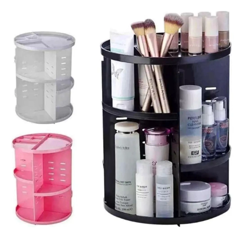 ORGANIZADOR GIRATORIO PARA MAQUILLAJE CON MULTIPLES COMPARTIMENTOS - 1