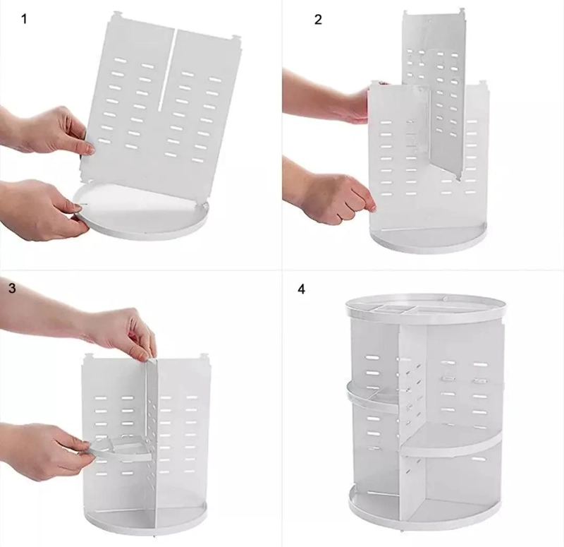 ORGANIZADOR GIRATORIO PARA MAQUILLAJE CON MULTIPLES COMPARTIMENTOS - 4