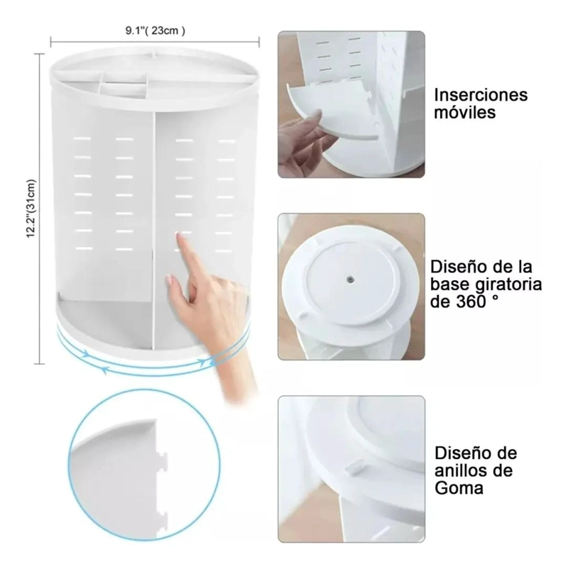 ORGANIZADOR GIRATORIO PARA MAQUILLAJE CON MULTIPLES COMPARTIMENTOS - 5