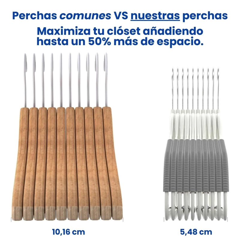 SET DE 30 COLGADORES ANTIDESLIZANTES PARA ROPA COLOR BEIGE - 2