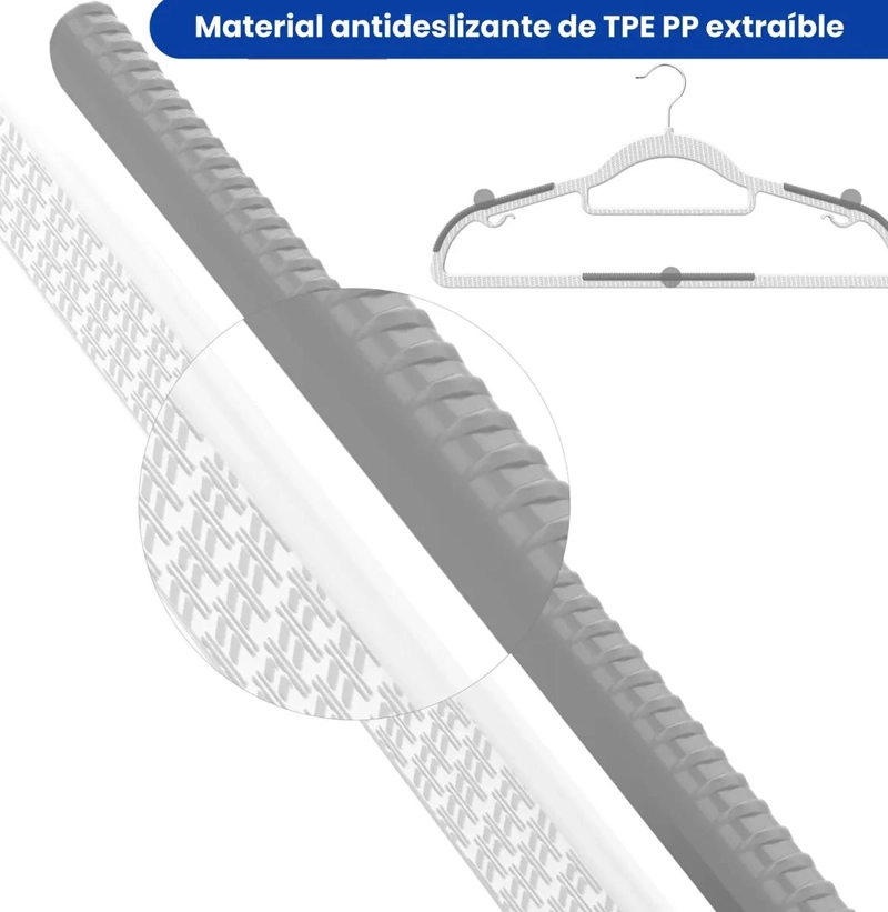 SET DE 30 COLGADORES ANTIDESLIZANTES PARA ROPA COLOR BEIGE - 3