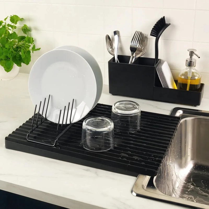 ORGANIZADOR DE PLATOS COLOR NEGRO PARA COCINA Y COMEDOR - 3