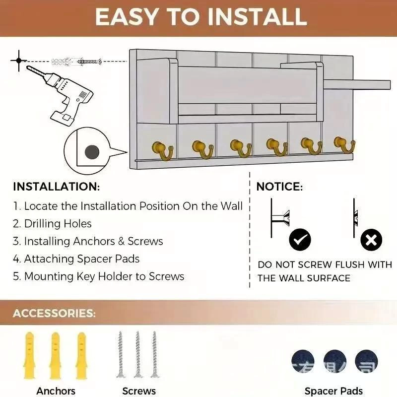 ORGANIZADOR DE PARED CON PORTALLAVES Y REPISA MODERNO PARA ENTRADA - 2