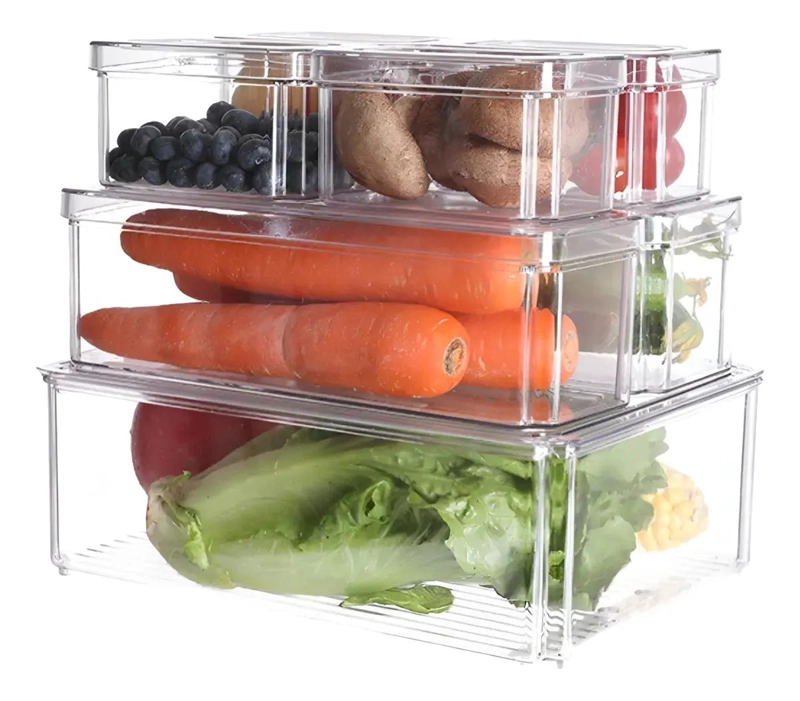 SET DE 7 CONTENEDORES CON TAPA PARA ORGANIZAR REFRIGERADOR Y COCINA - 1
