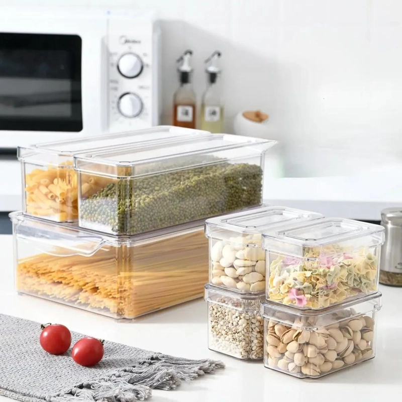 SET DE 7 CONTENEDORES CON TAPA PARA ORGANIZAR REFRIGERADOR Y COCINA - 3