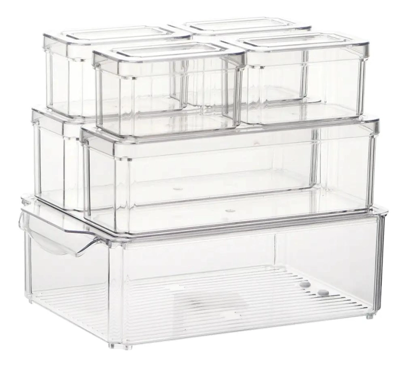 SET DE 7 CONTENEDORES CON TAPA PARA ORGANIZAR REFRIGERADOR Y COCINA - 5