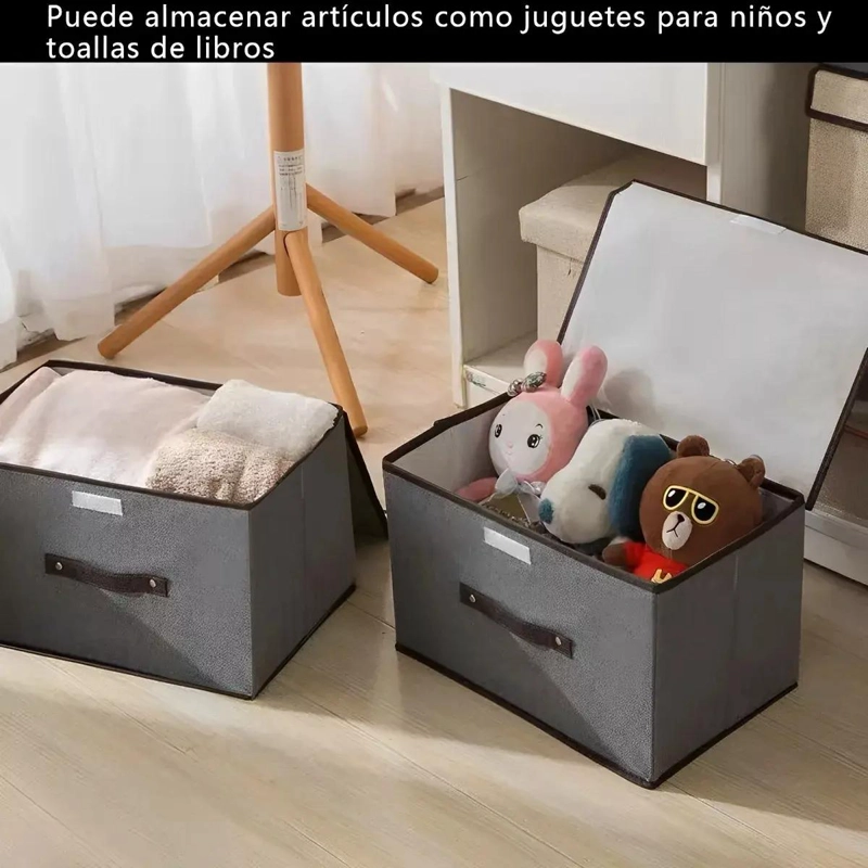 SET DE 6 CAJAS ORGANIZADORAS PLEGABLES DE TELA CON TAPA - 2