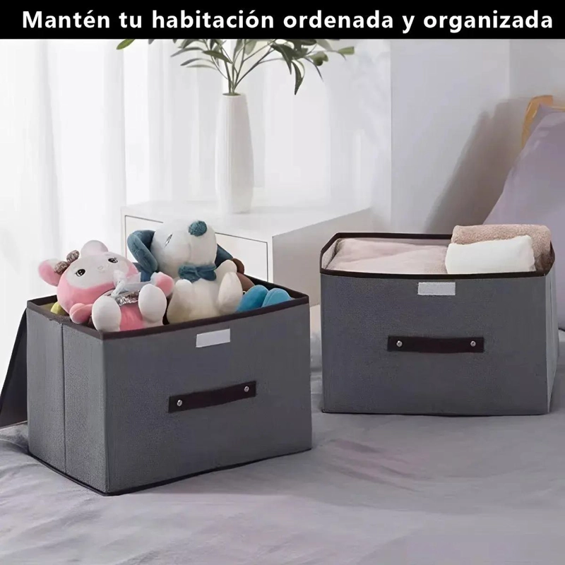 SET DE 6 CAJAS ORGANIZADORAS PLEGABLES DE TELA CON TAPA - 5