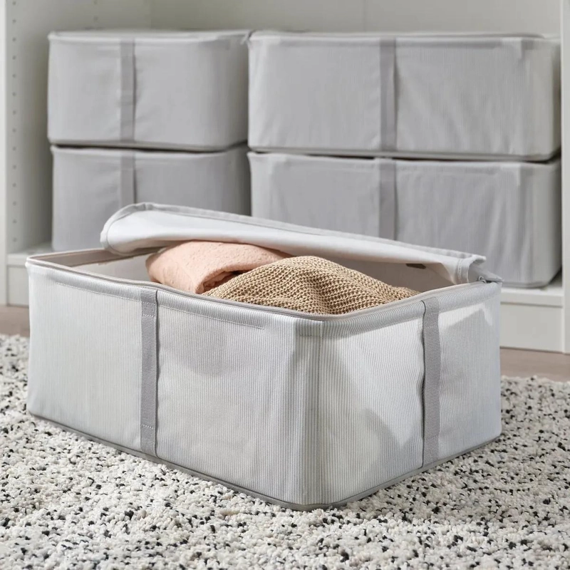 CAJA ORGANIZADORA APILABLE PARA ROPA CON DISEÑO DE RAYAS Y TELA RESISTENTE - 3