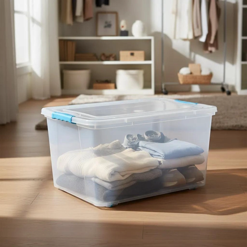 CAJA ORGANIZADORA APILABLE CON RUEDAS CAPACIDAD 72 LITROS - 1