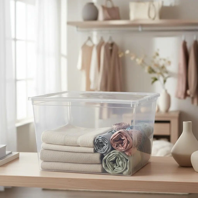 CAJA ORGANIZADORA APILABLE CON TAPA CAPACIDAD 30 LITROS - 1