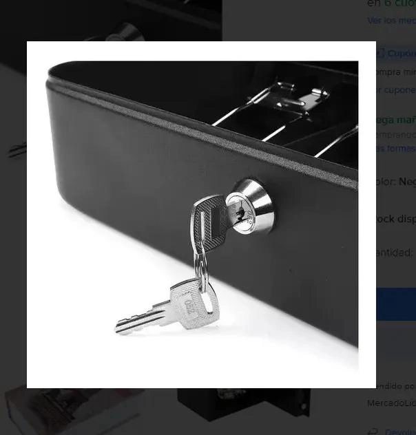 CAJA ORGANIZADORA PARA DINERO CON LLAVE DE SEGURIDAD COLOR NEGRO - 2