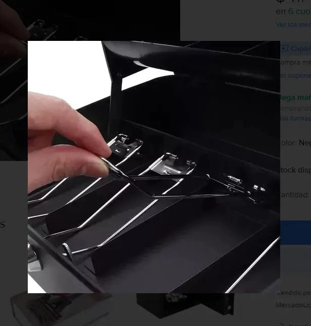 CAJA ORGANIZADORA PARA DINERO CON LLAVE DE SEGURIDAD COLOR NEGRO - 3