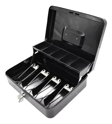 CAJA ORGANIZADORA PARA DINERO CON LLAVE DE SEGURIDAD COLOR NEGRO - 4