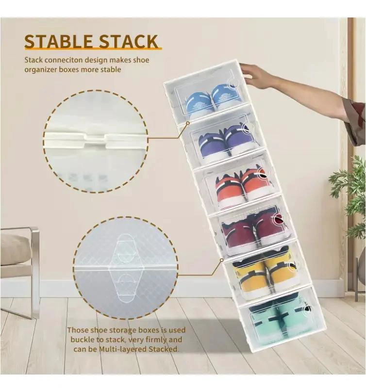 JUEGO DE 4 CAJAS APILABLES PARA ALMACENAMIENTO DE ZAPATOS - 2