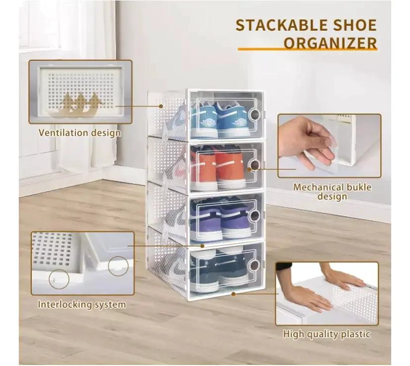 JUEGO DE 4 CAJAS APILABLES PARA ALMACENAMIENTO DE ZAPATOS - 5