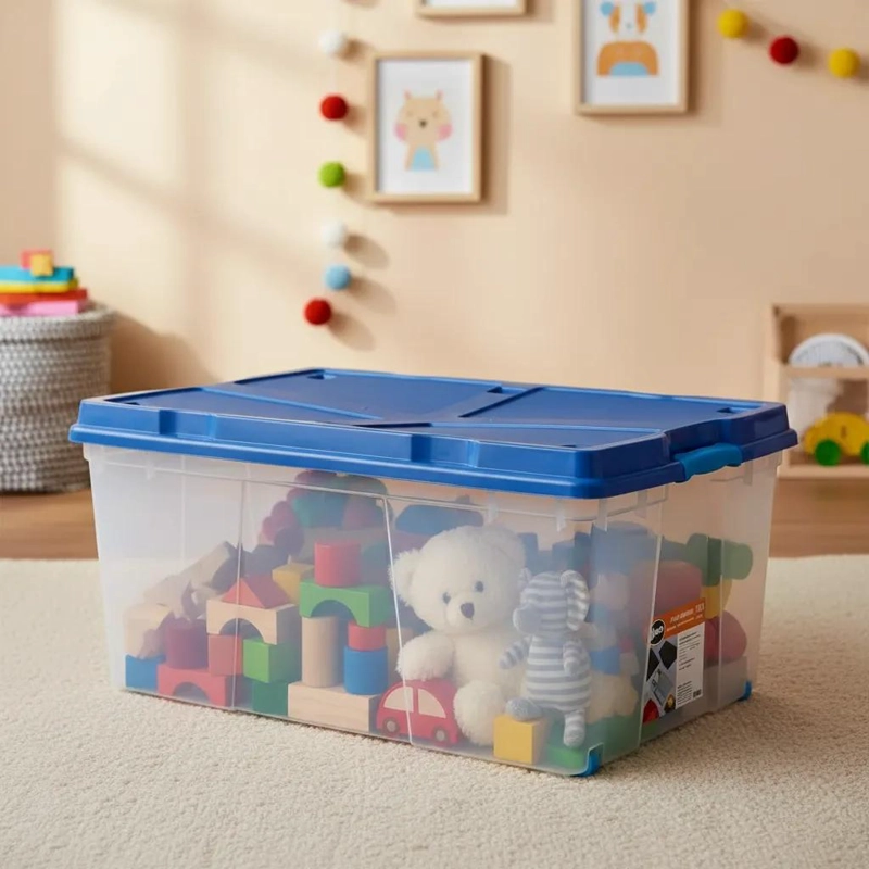 CAJA PLASTICA APILABLE DE 100 LITROS CON RUEDAS PARA ALMACENAMIENTO - 1