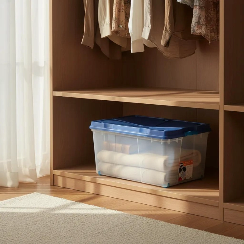 CAJA PLASTICA APILABLE DE 100 LITROS CON RUEDAS PARA ALMACENAMIENTO - 5