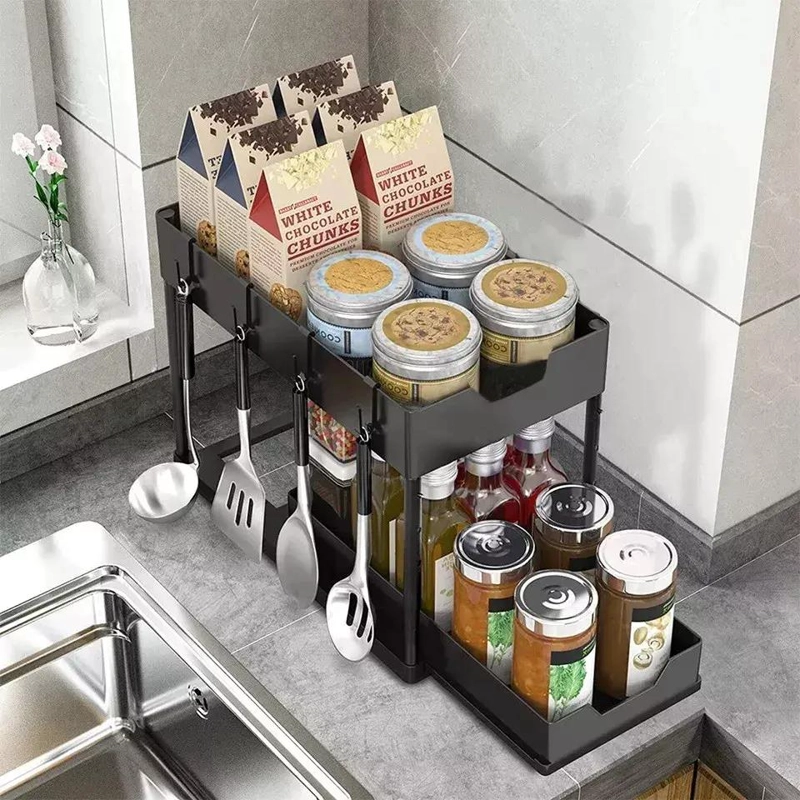ORGANIZADOR DE COCINA CON 2 NIVELES PARA ALMACENAMIENTO Y REPISA - 2