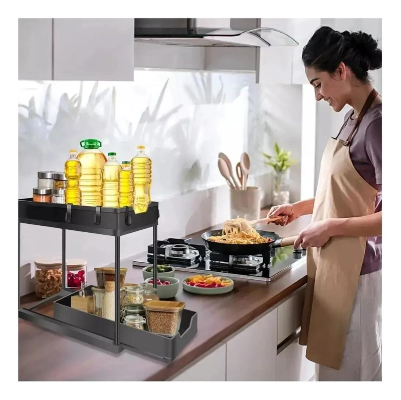 ORGANIZADOR DE COCINA CON 2 NIVELES PARA ALMACENAMIENTO Y REPISA - 3