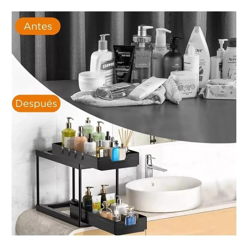 ORGANIZADOR DE COCINA CON 2 NIVELES PARA ALMACENAMIENTO Y REPISA - 4