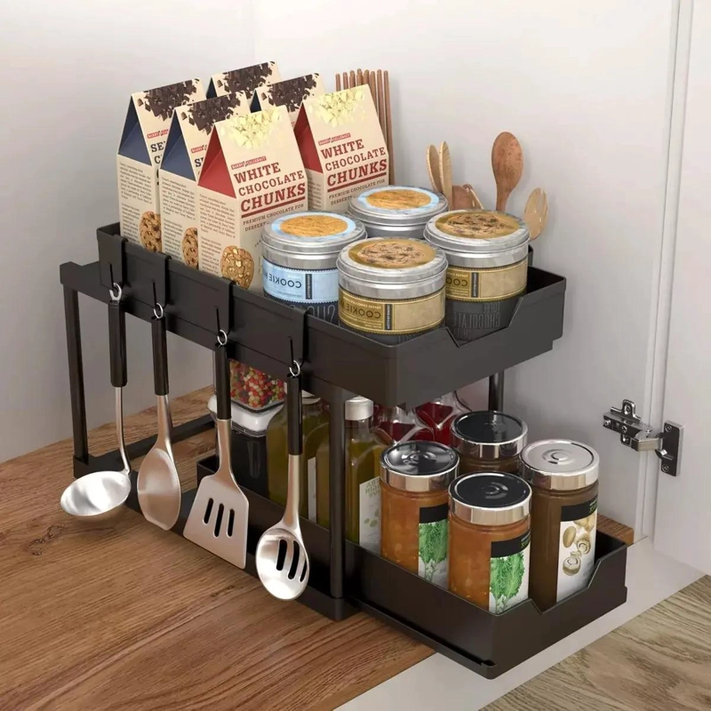 ORGANIZADOR DE COCINA CON 2 NIVELES PARA ALMACENAMIENTO Y REPISA - 5