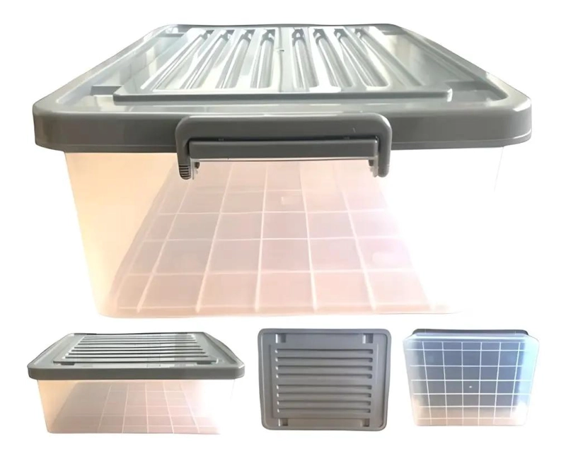 CAJA ORGANIZADORA TRANSPARENTE CON CAPACIDAD DE 28 LITROS Y ALTURA DE 18.5 CM - 1