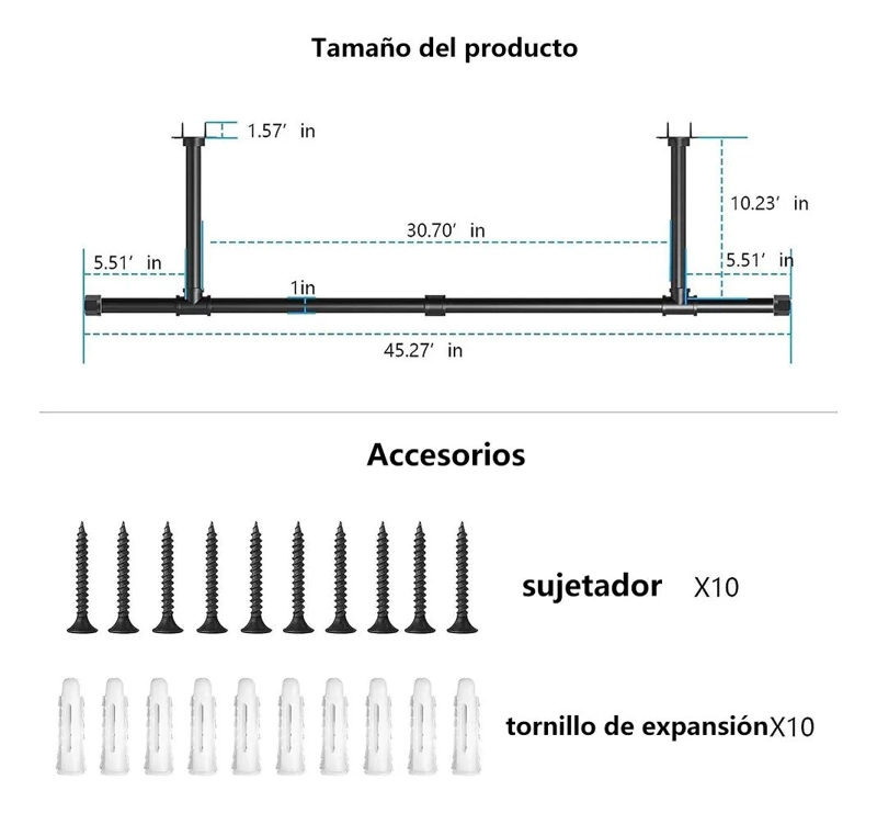 PERCHERO DE PARED METALICO MULTIUSOS CON ESTANTE DE 110 CM - 2