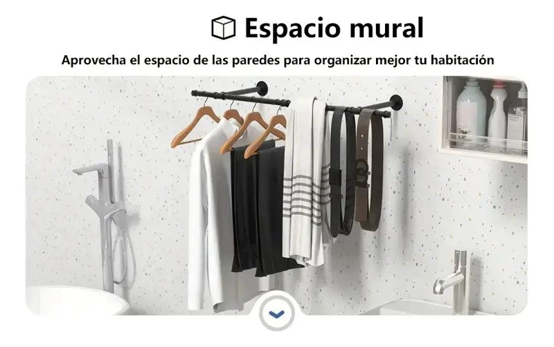PERCHERO DE PARED METALICO MULTIUSOS CON ESTANTE DE 110 CM - 4