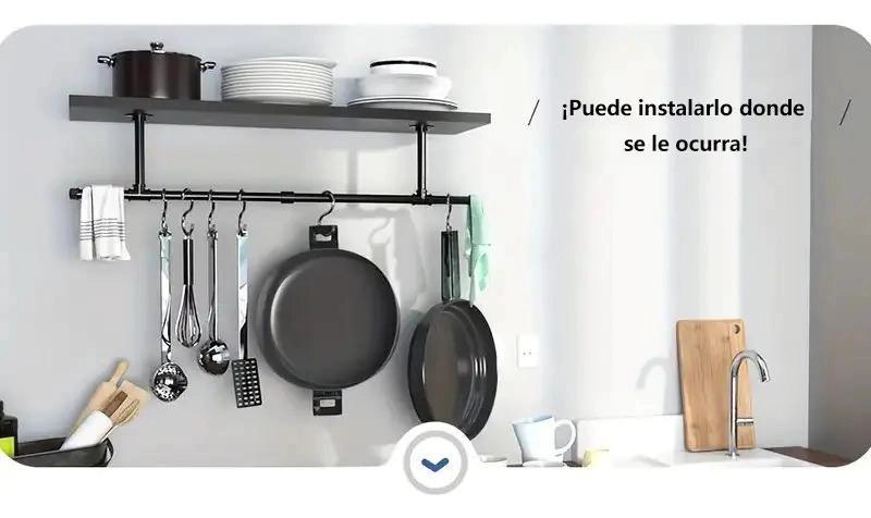 PERCHERO DE PARED METALICO MULTIUSOS CON ESTANTE DE 110 CM - 5