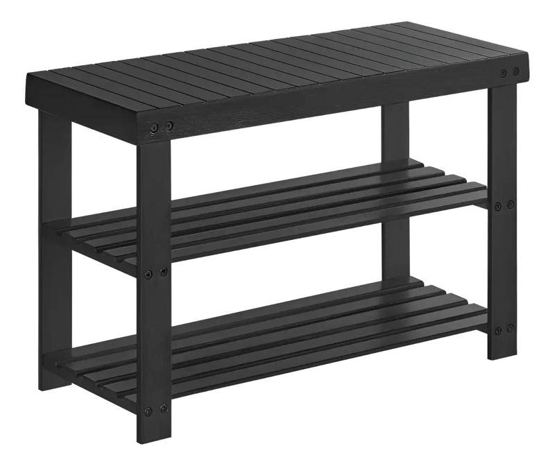 BANQUETA ZAPATERO DE BAMBU COLOR NEGRO CON ALMACENAMIENTO - 1