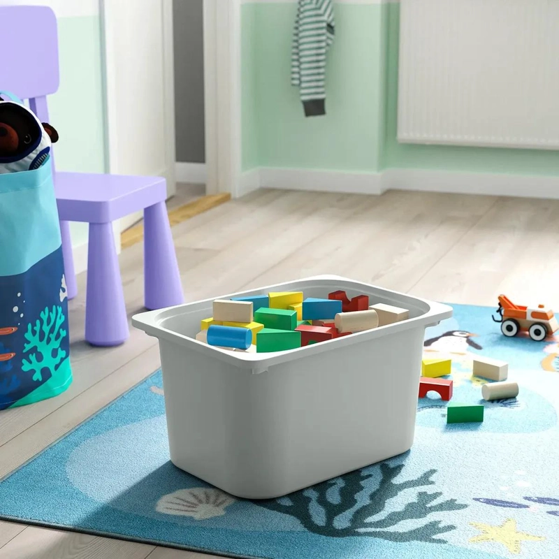 CAJA ORGANIZADORA APILABLE BLANCA CON TAPA GRIS PARA ALMACENAMIENTO - 2