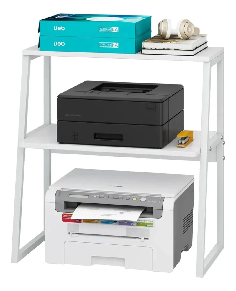 SOPORTE PARA IMPRESORAS DE DOS NIVELES EN MDF COLOR BLANCO - 2