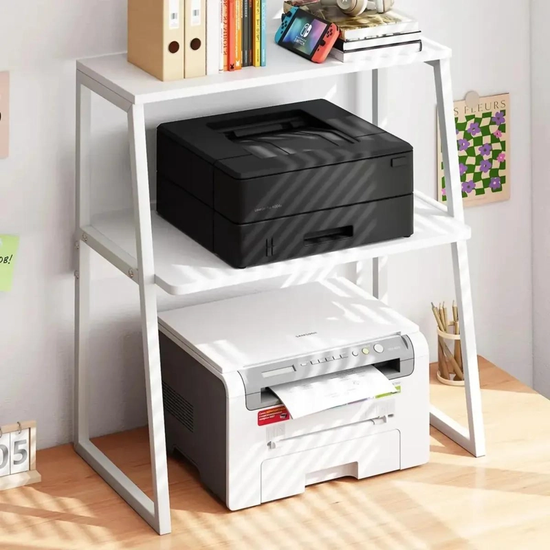 SOPORTE PARA IMPRESORAS DE DOS NIVELES EN MDF COLOR BLANCO - 4