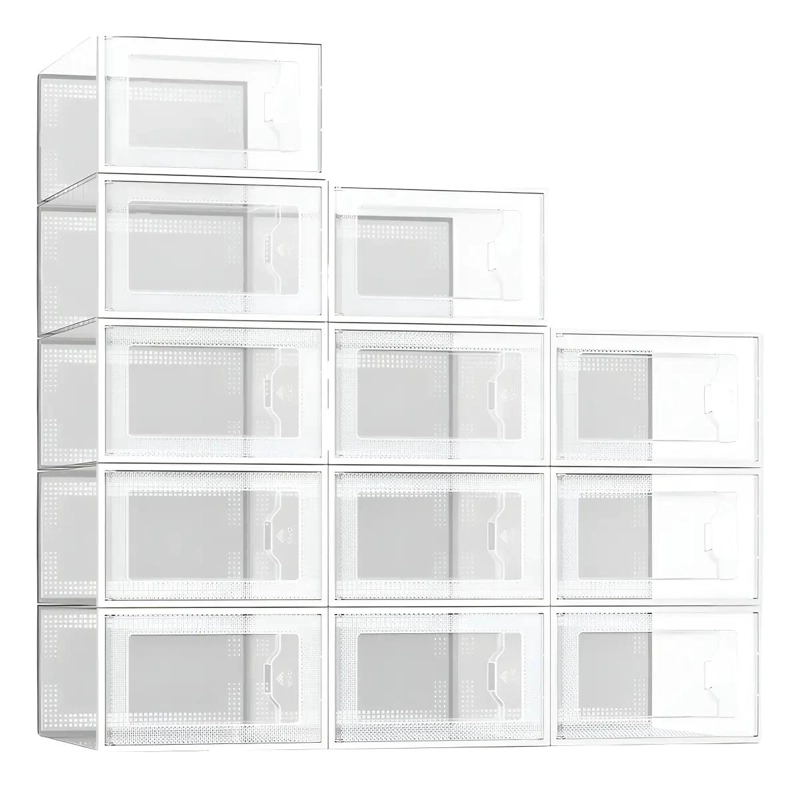 SET DE 4 CAJAS ORGANIZADORAS APILABLES PARA ZAPATOS COLOR BLANCO - 1