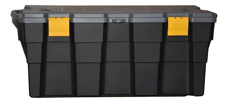 CAJA BAUL ORGANIZADOR DE 100 LITROS EN NEGRO Y GRIS PARA ALMACENAMIENTO - 1