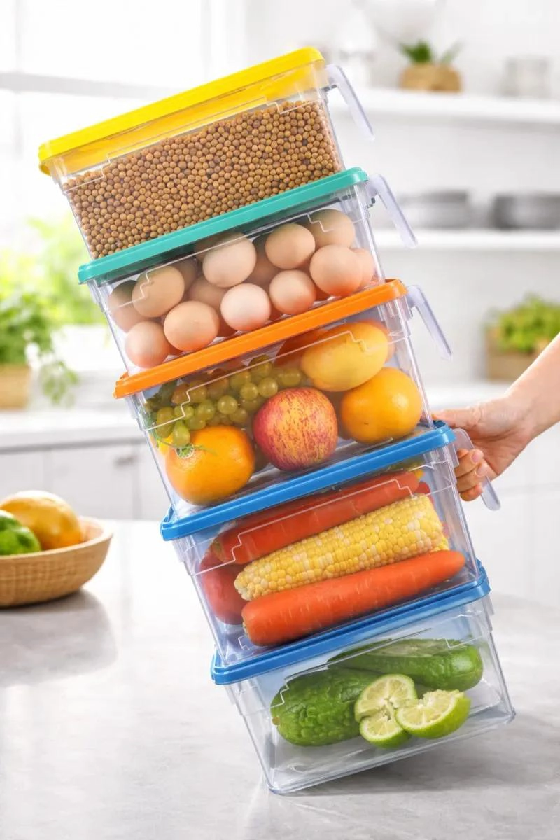 CAJA ORGANIZADORA PARA REFRIGERADOR CON TAPA Y MANGO PRACTICO - 3